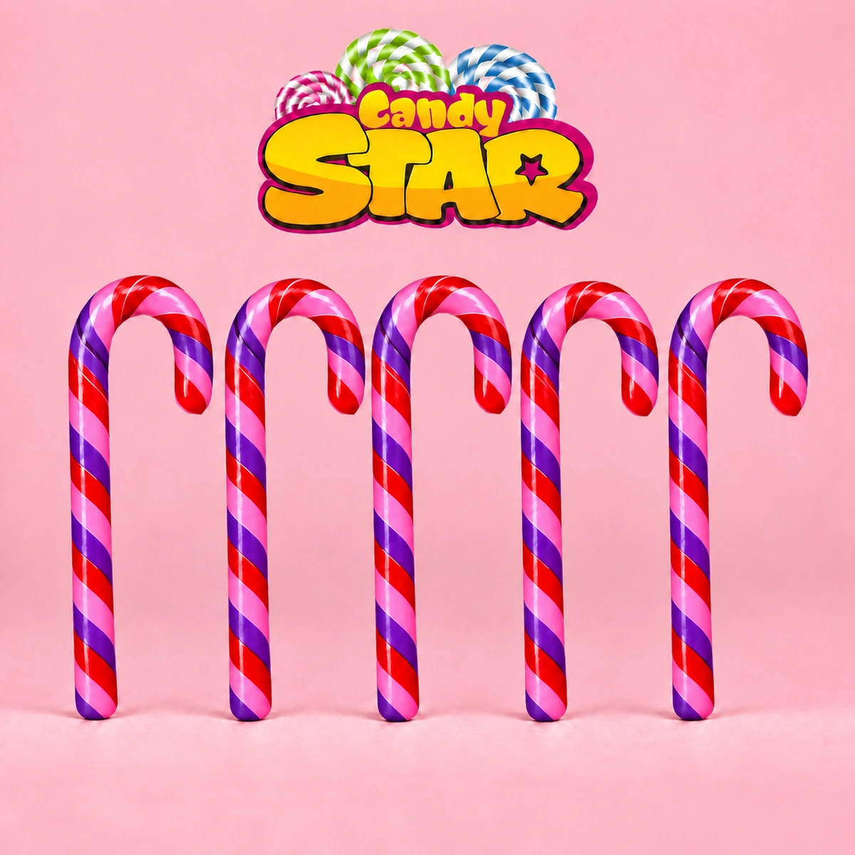 Candy Star Pembe Kırmızı Mor Baston Şeker 30g